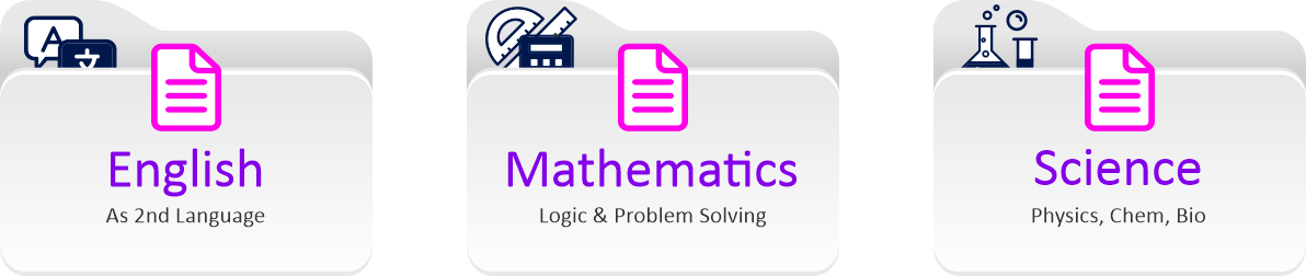 English, Math and Science V folders for mobile size